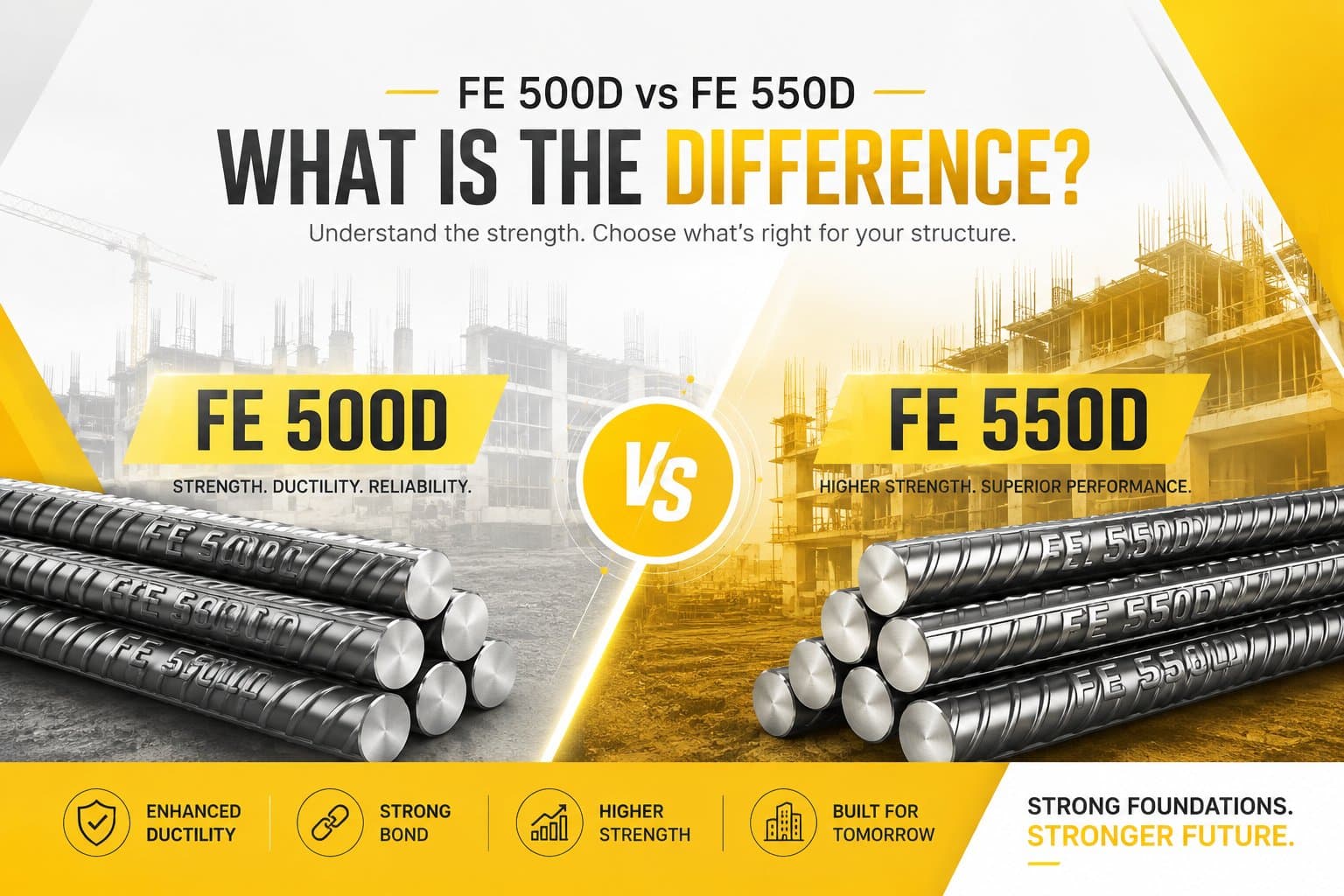 Fe 500D vs Fe 550D TMT Bars: What Actually Sets Them Apart?